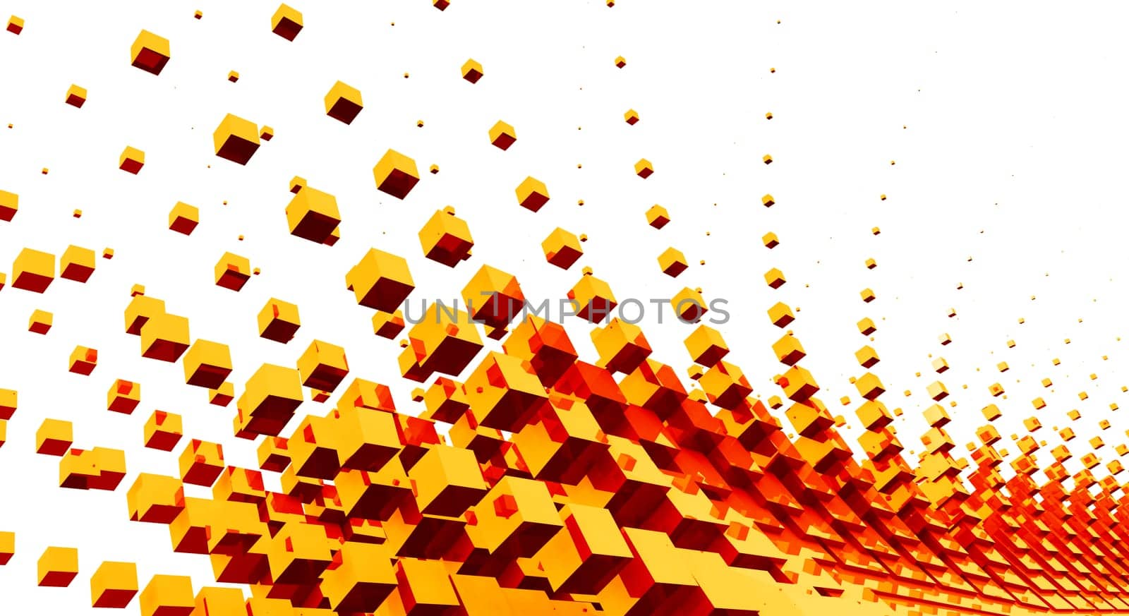 Flying Cubes Red Orange 09