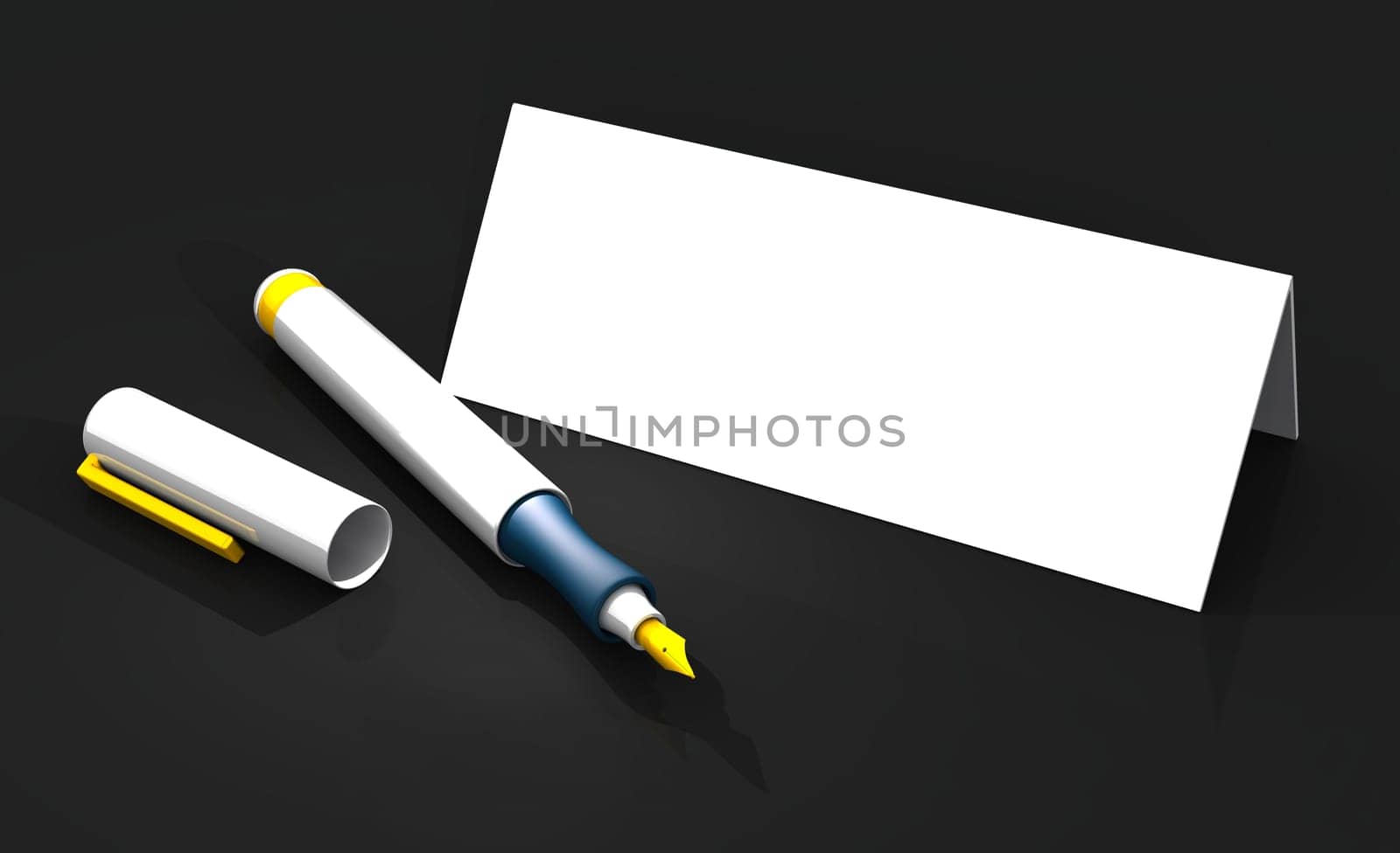 Place Card with Fountain Pen - Black
