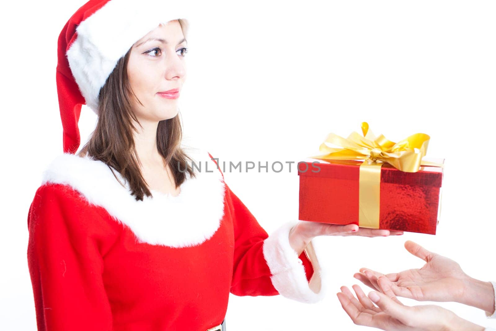 Woman at Christmas with gift