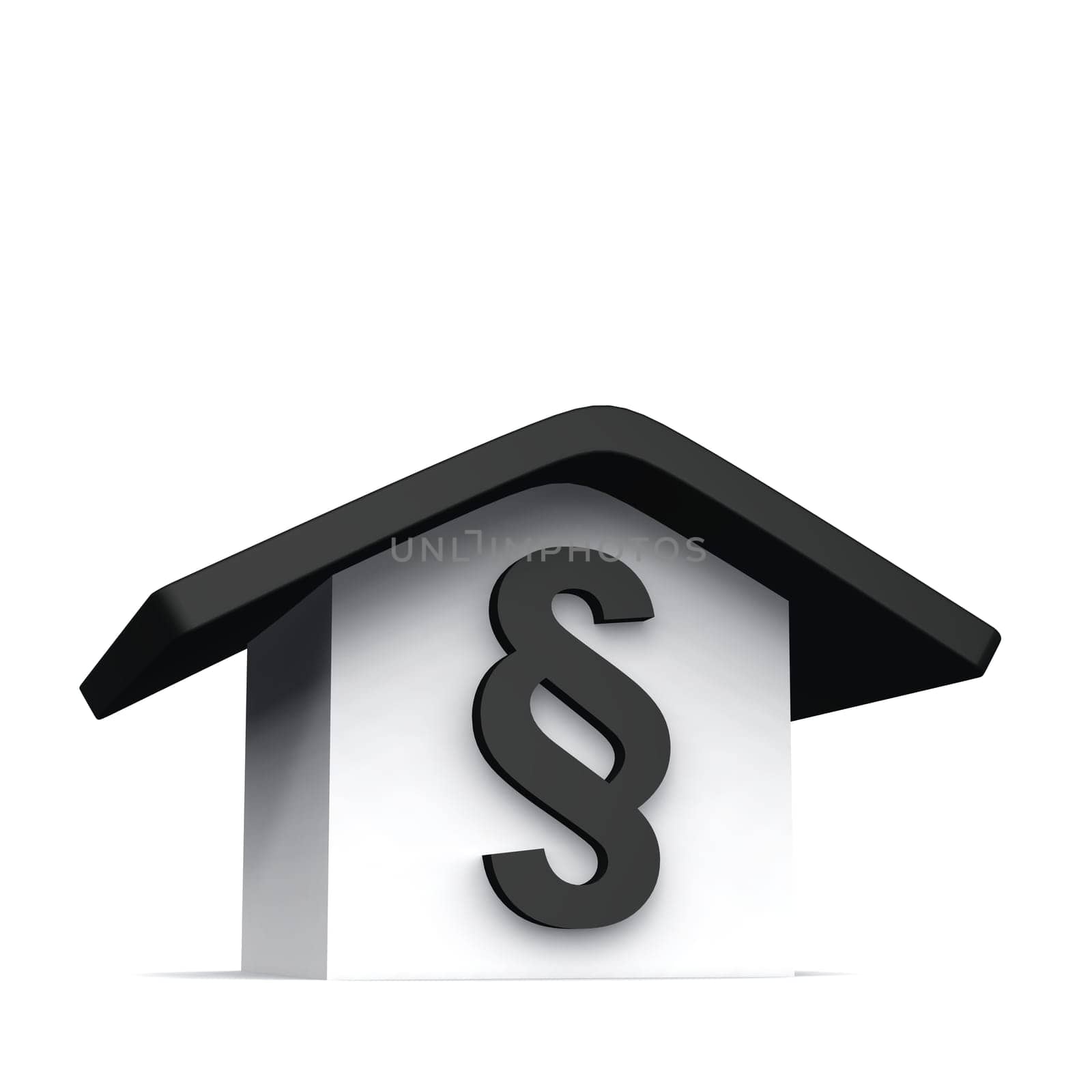 3D House with Paragraph - Black & White