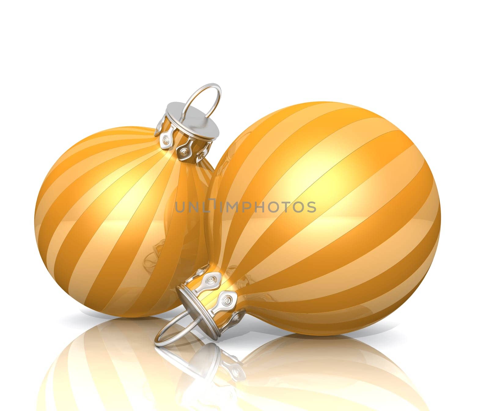 2 Christmas baubles - Gold Yellow 01