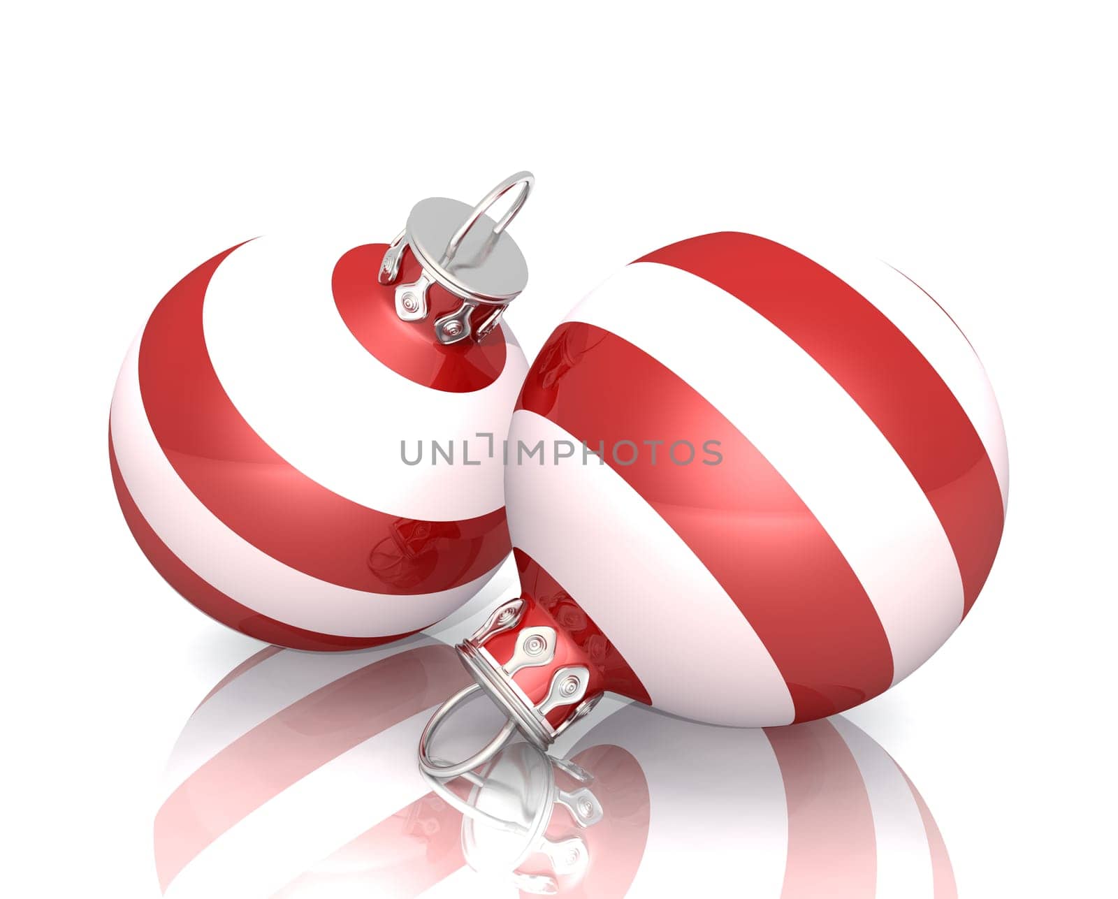 Christmas Baubles - Red White Striped 02