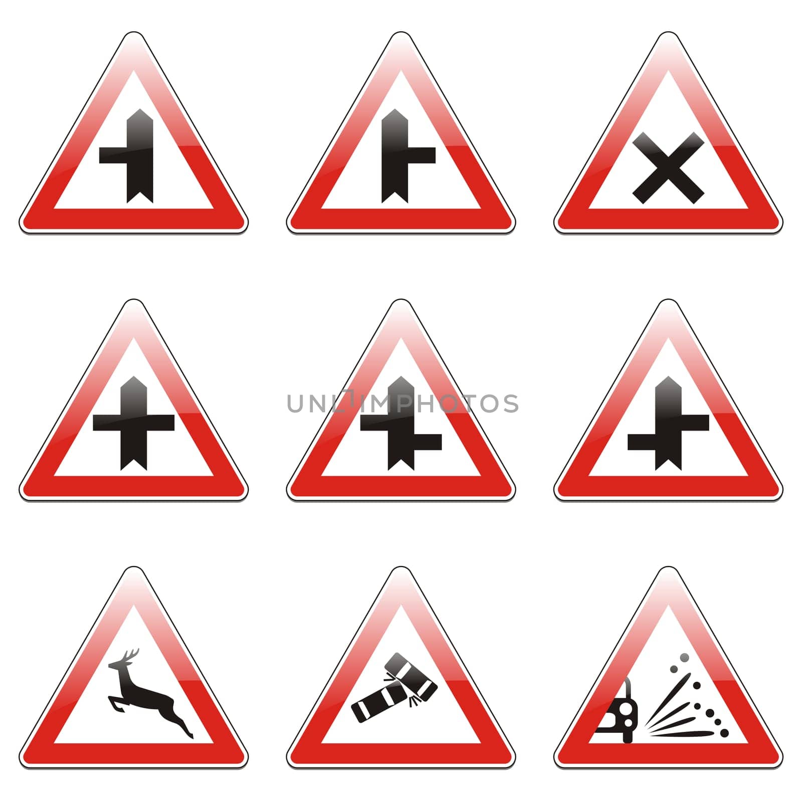 isolated european road signs