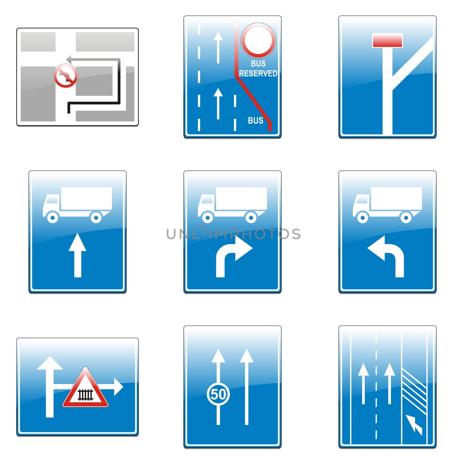 isolated european road signs