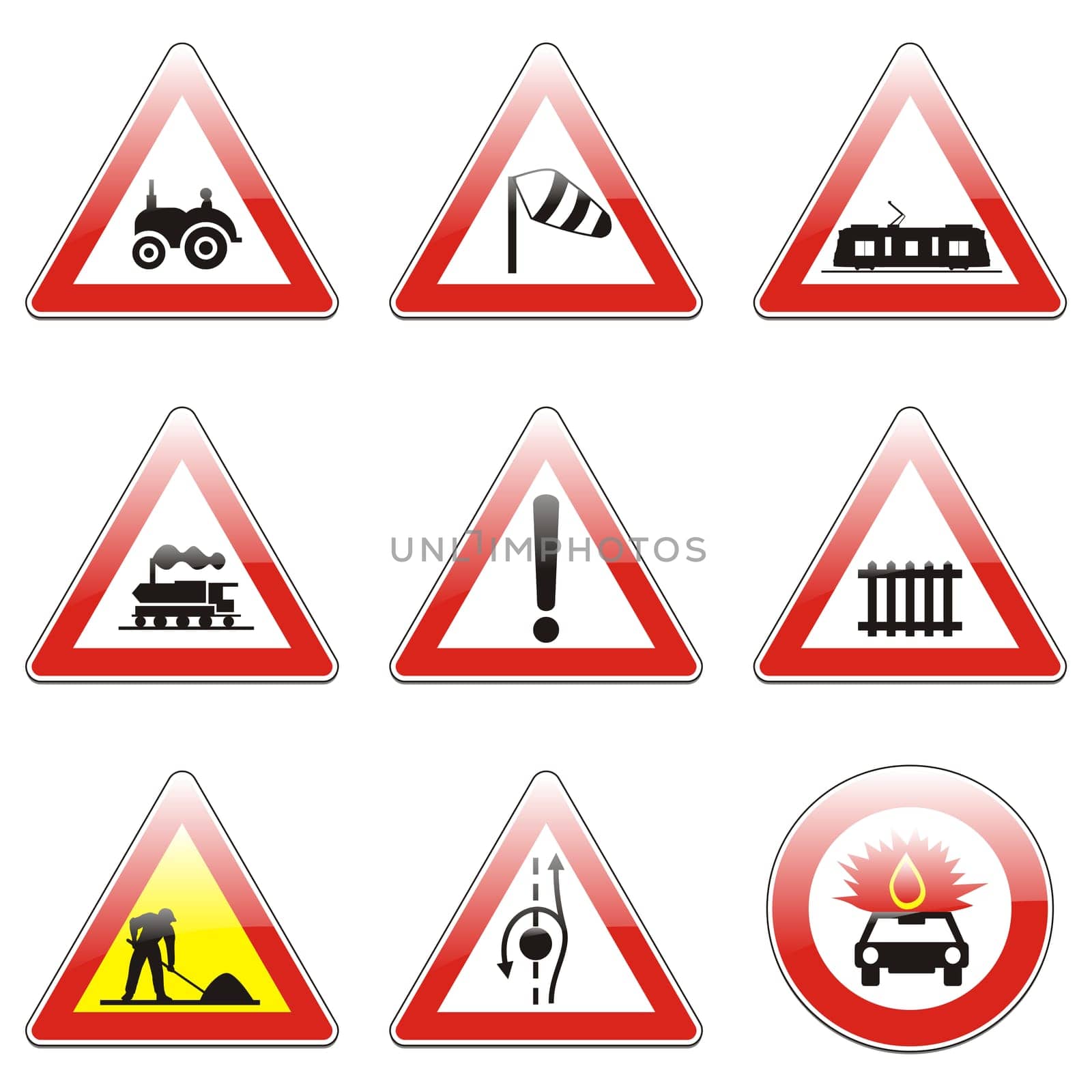 isolated european road signs