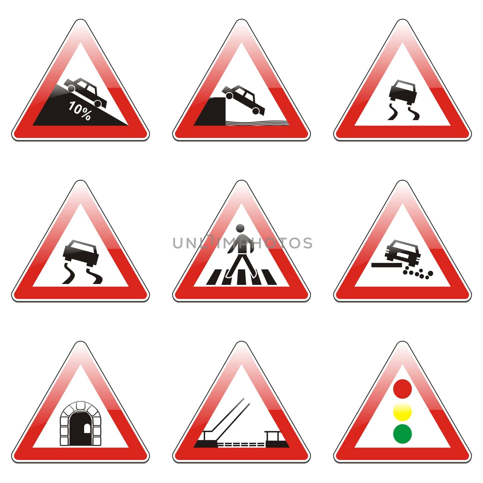 isolated european road signs
