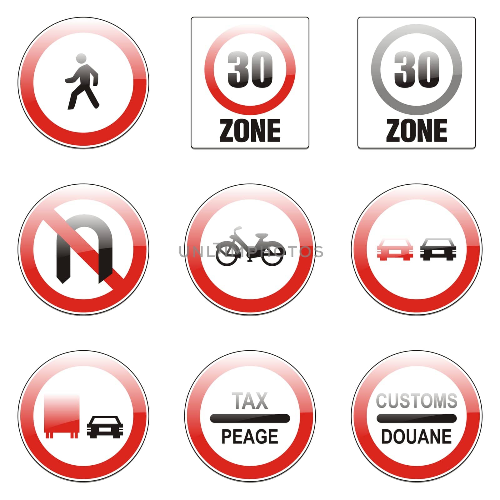 isolated european road signs