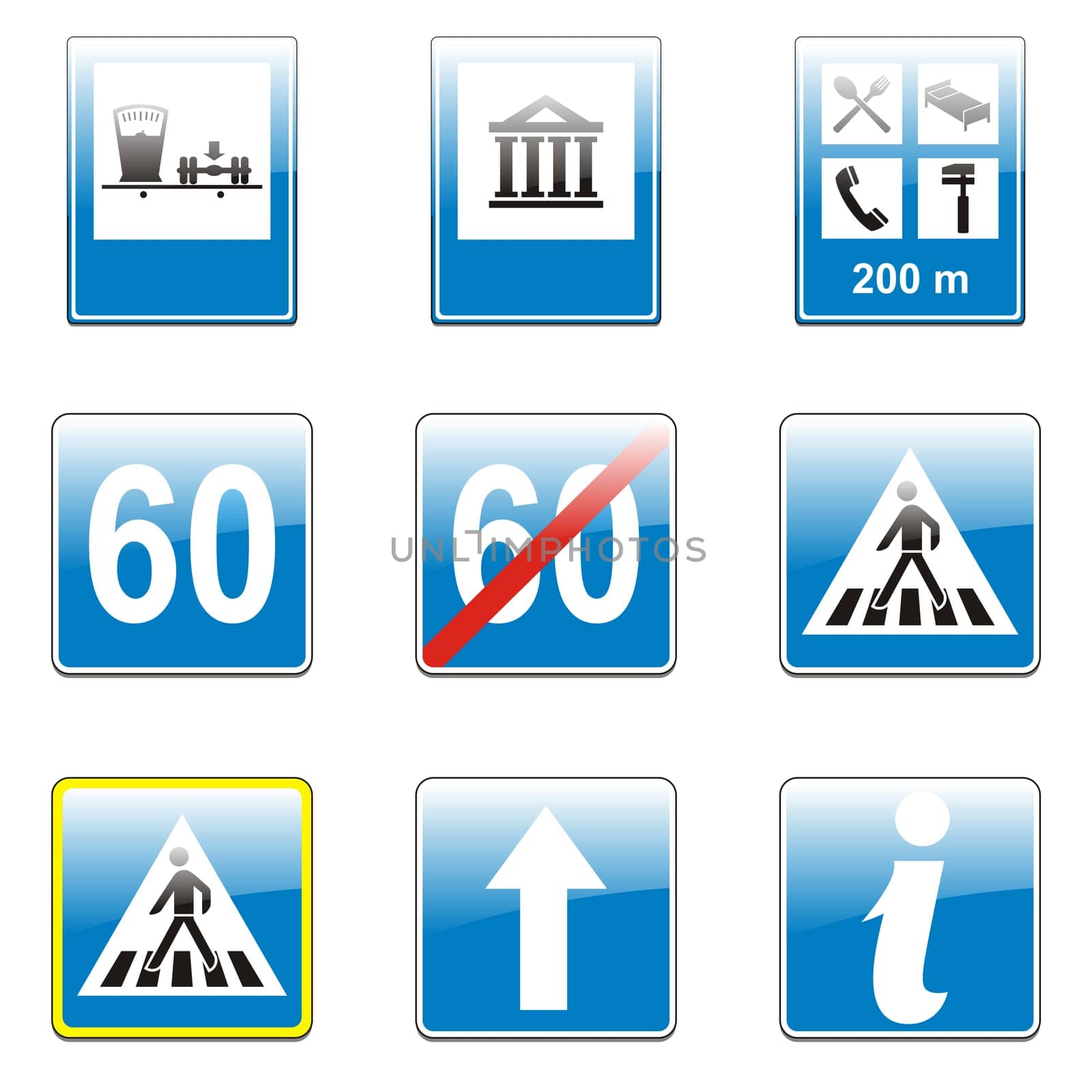 isolated european road signs