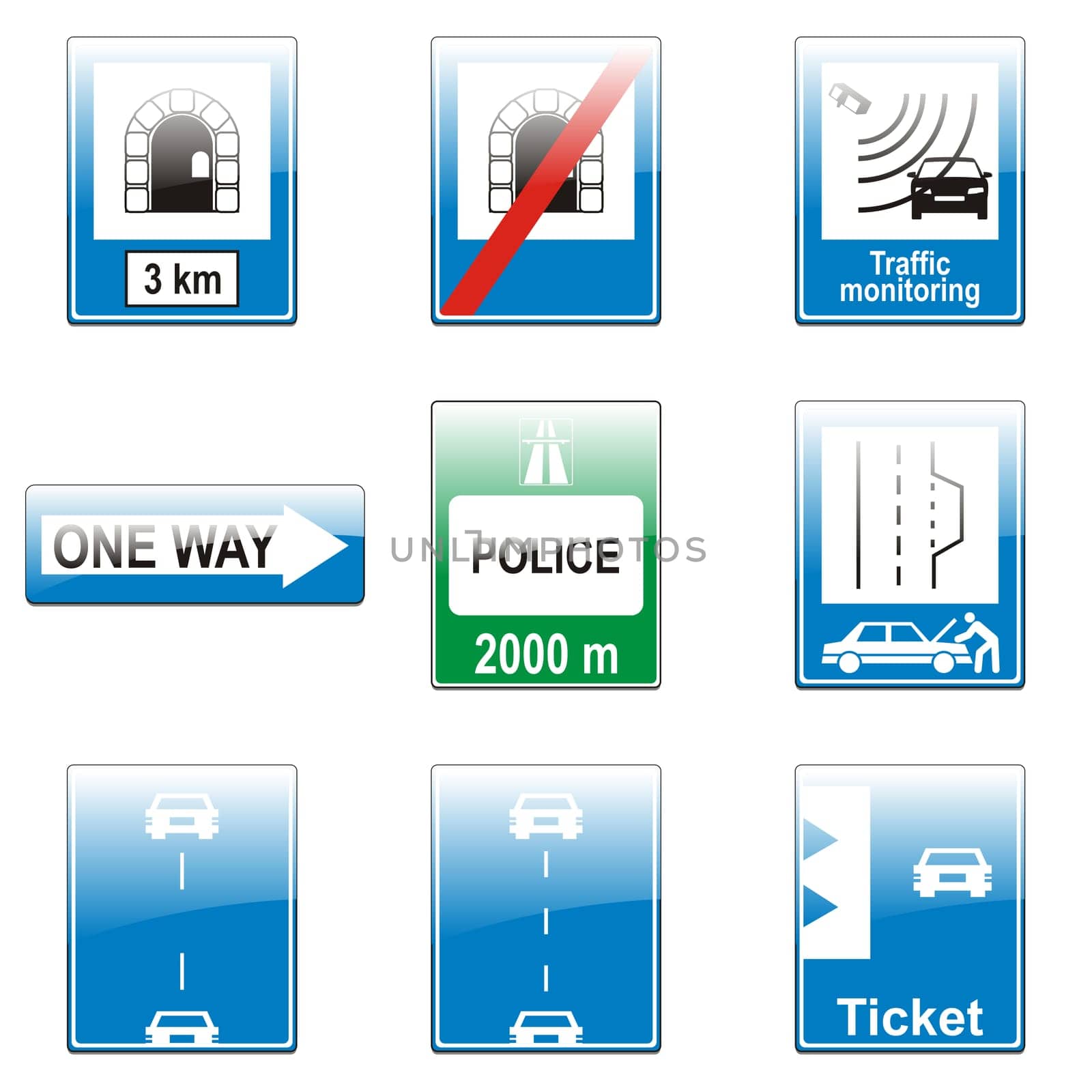 isolated european road signs