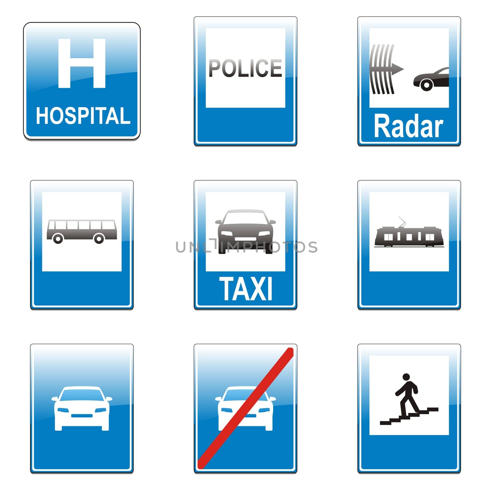 isolated european road signs