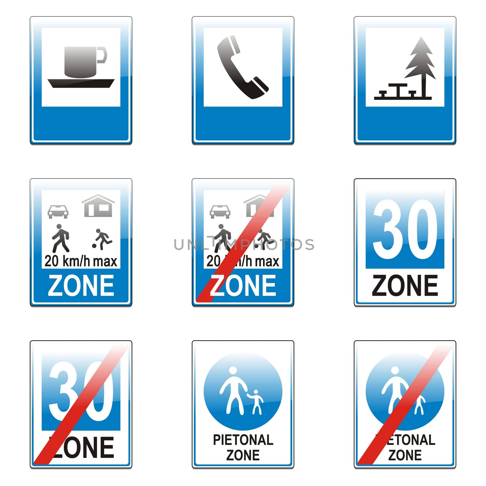 isolated european road signs