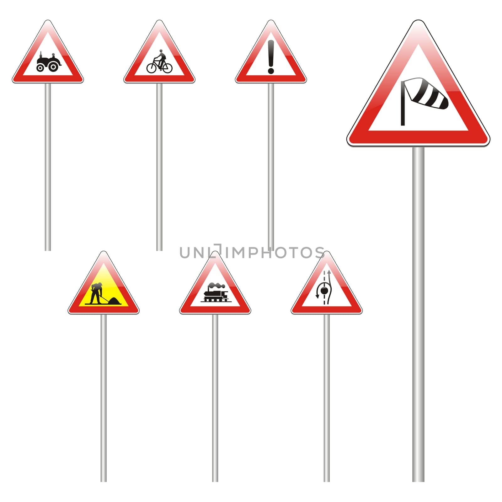 isolated european road signs