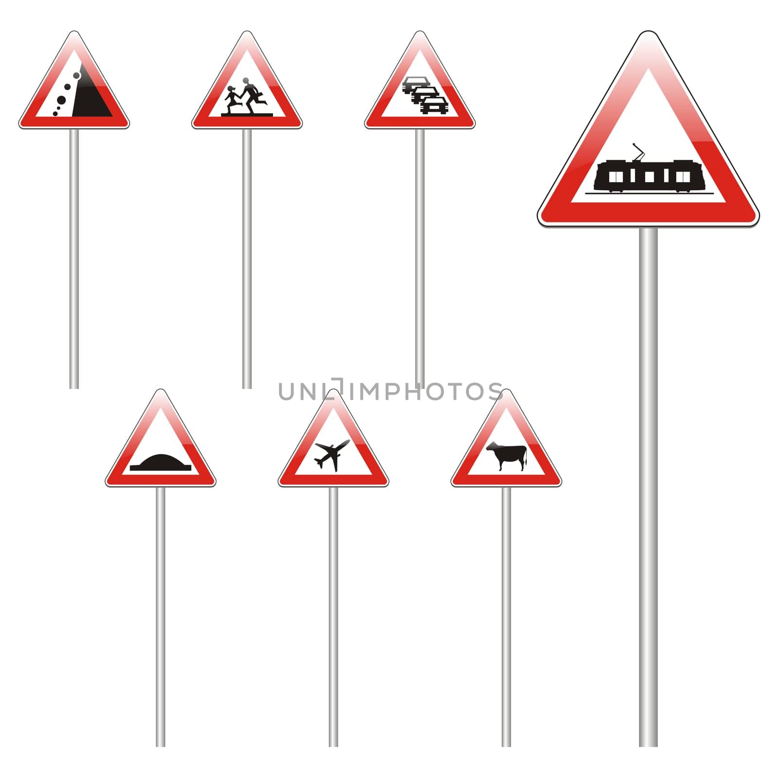 isolated european road signs