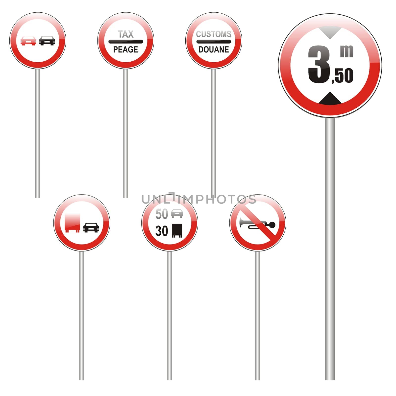 isolated european road signs