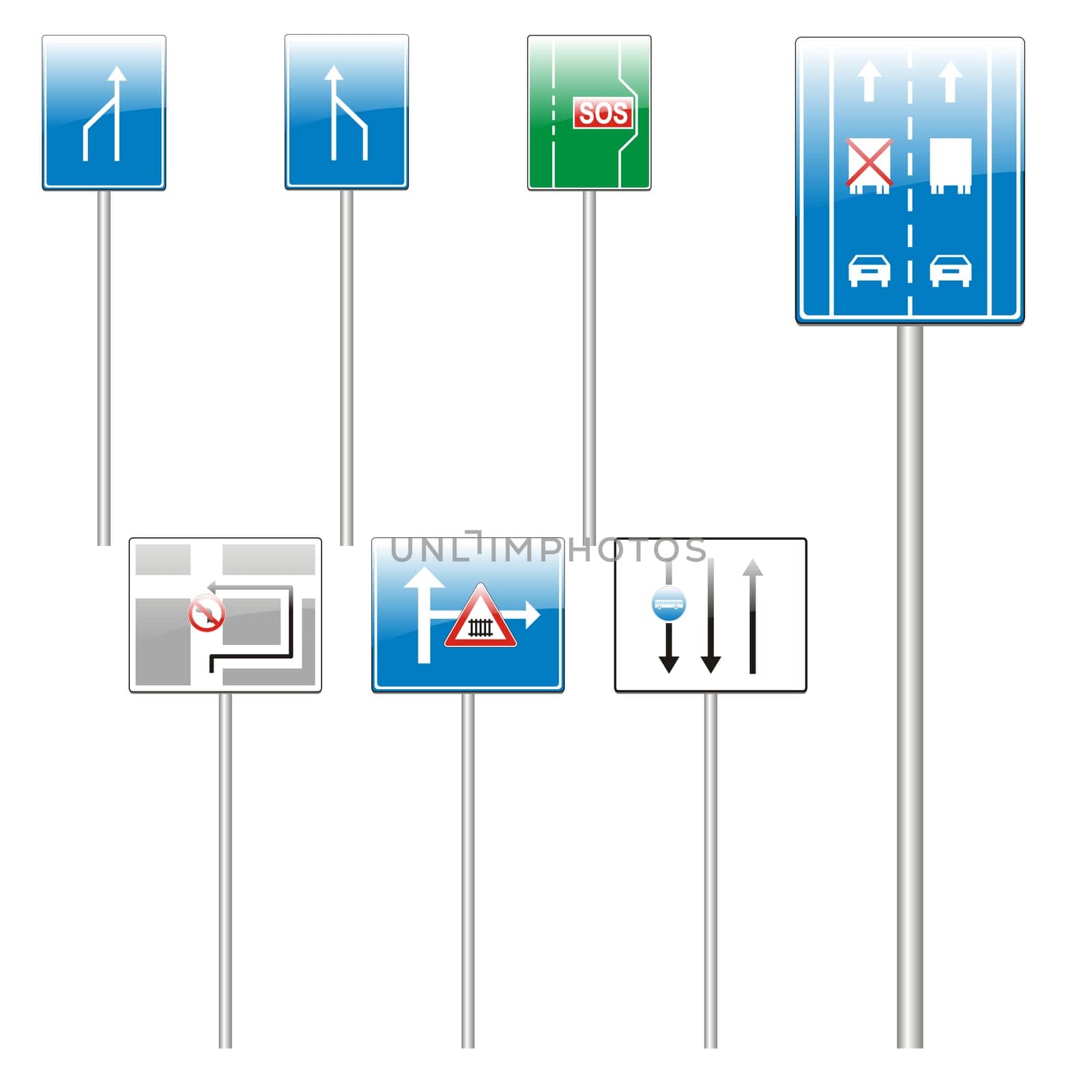 isolated european road signs