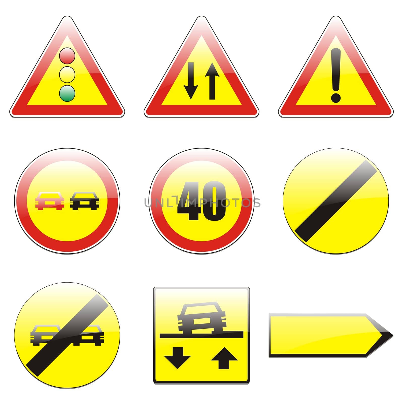 isolated european road signs