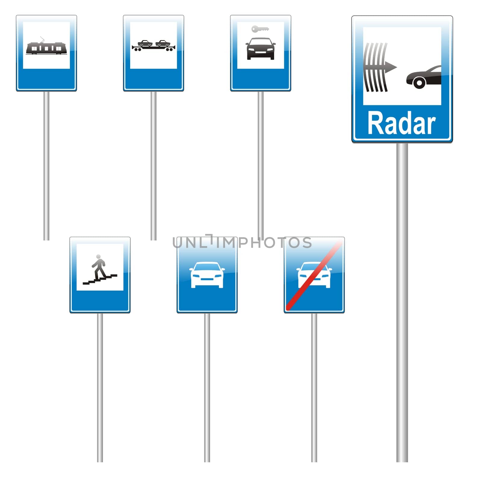 isolated european road signs