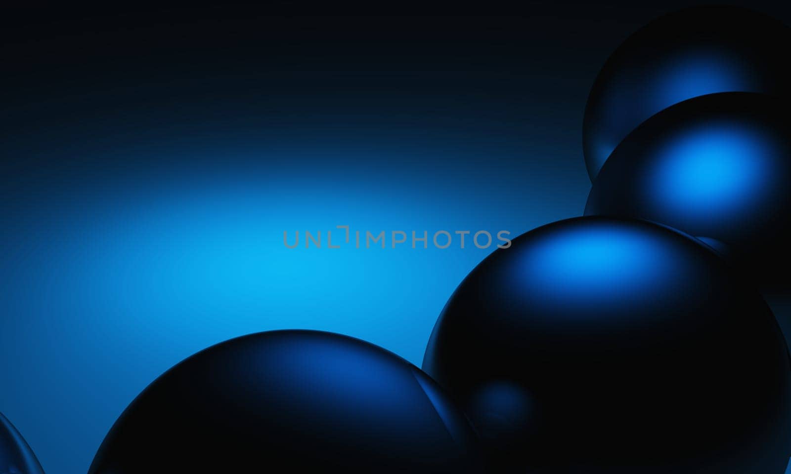 3D - Blue Balls on Black Background