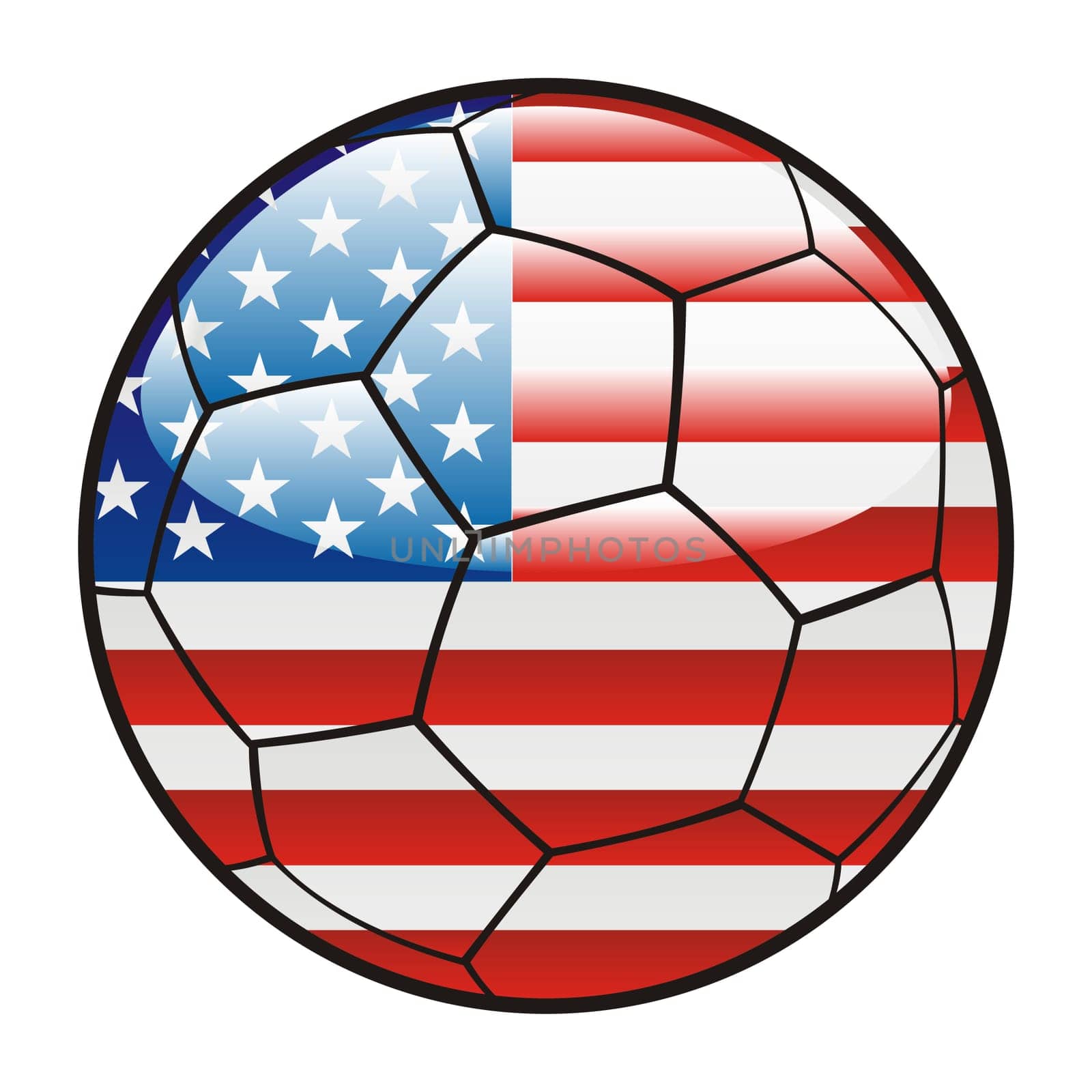 America flag on soccer ball