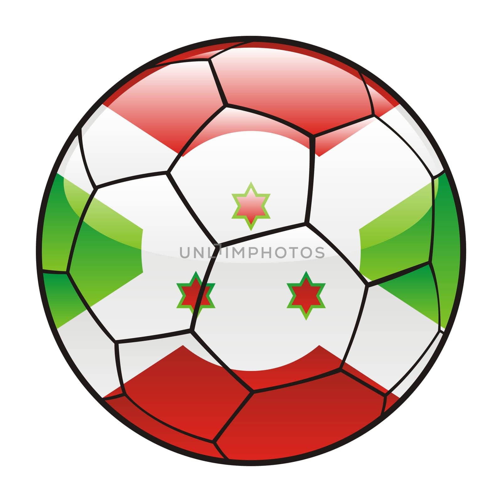 burundi flag on soccer ball