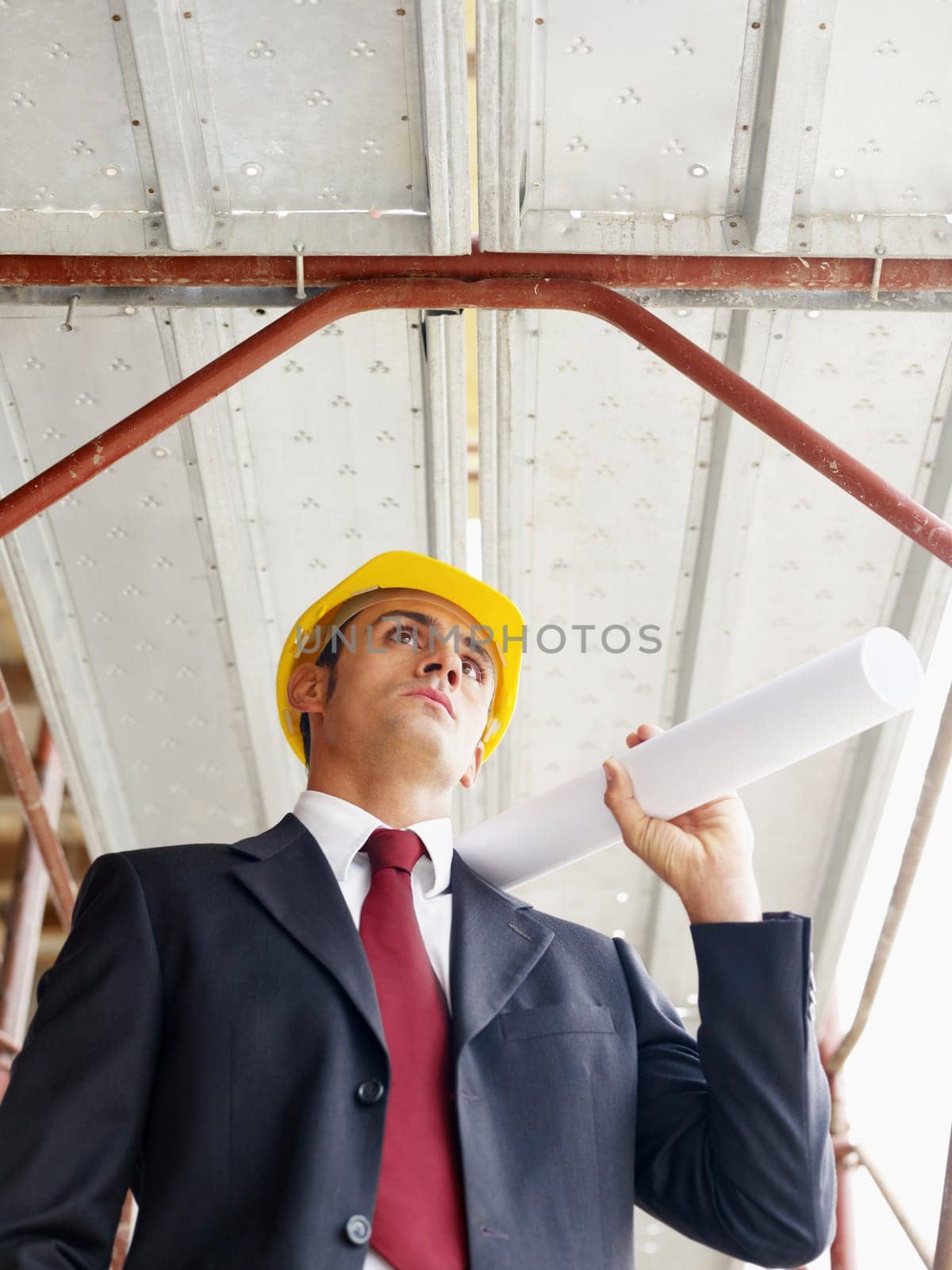 architect with building plans
