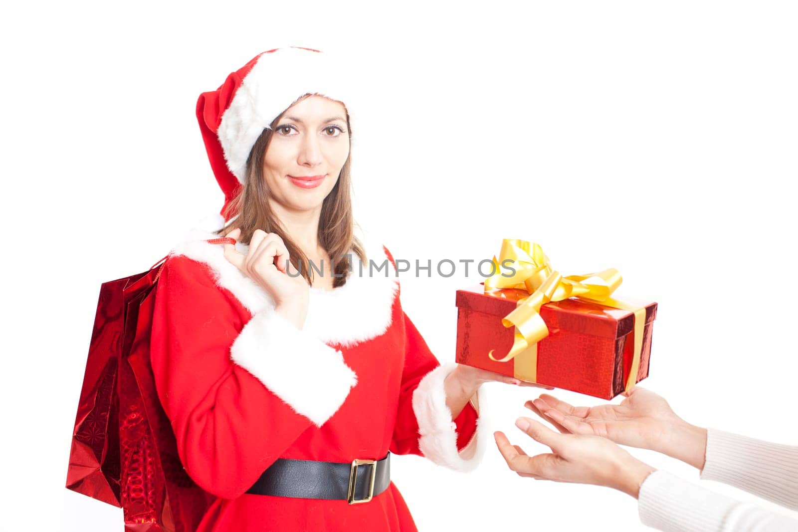 Woman at Christmas with gift