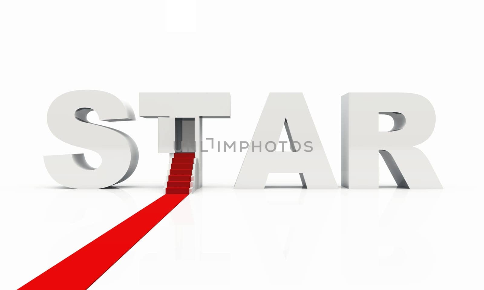 3D STAR text with red carpet