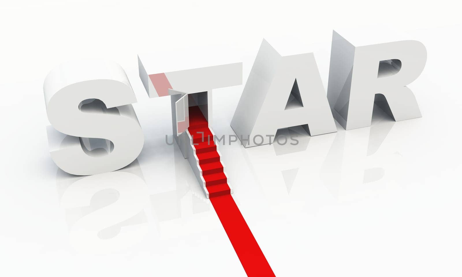 3D STAR Text with Red Carpet 02