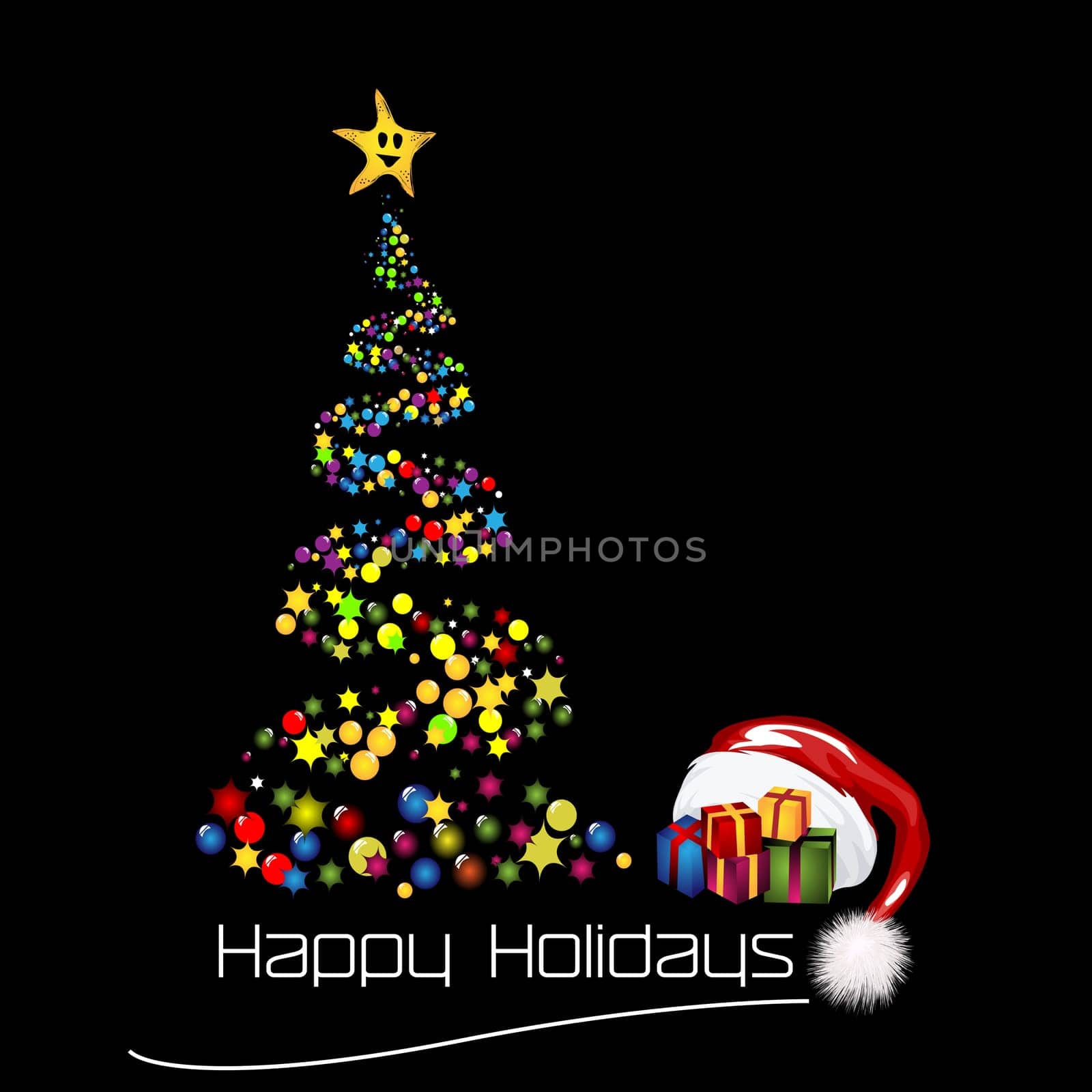 Christmas tree over black