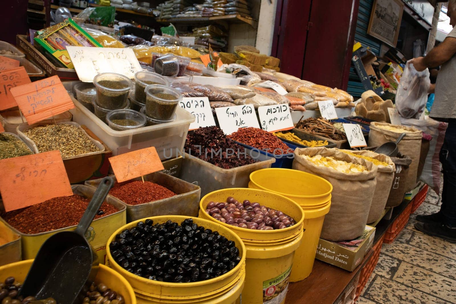 Goods at a bazaar in the Israeli city of Acre by gordiza