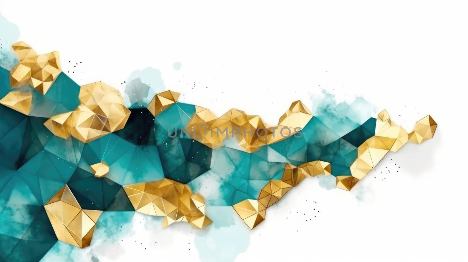 Abstract watercolor artwork mixed with buzzy geometric shapes for background of social media banner generative AI image