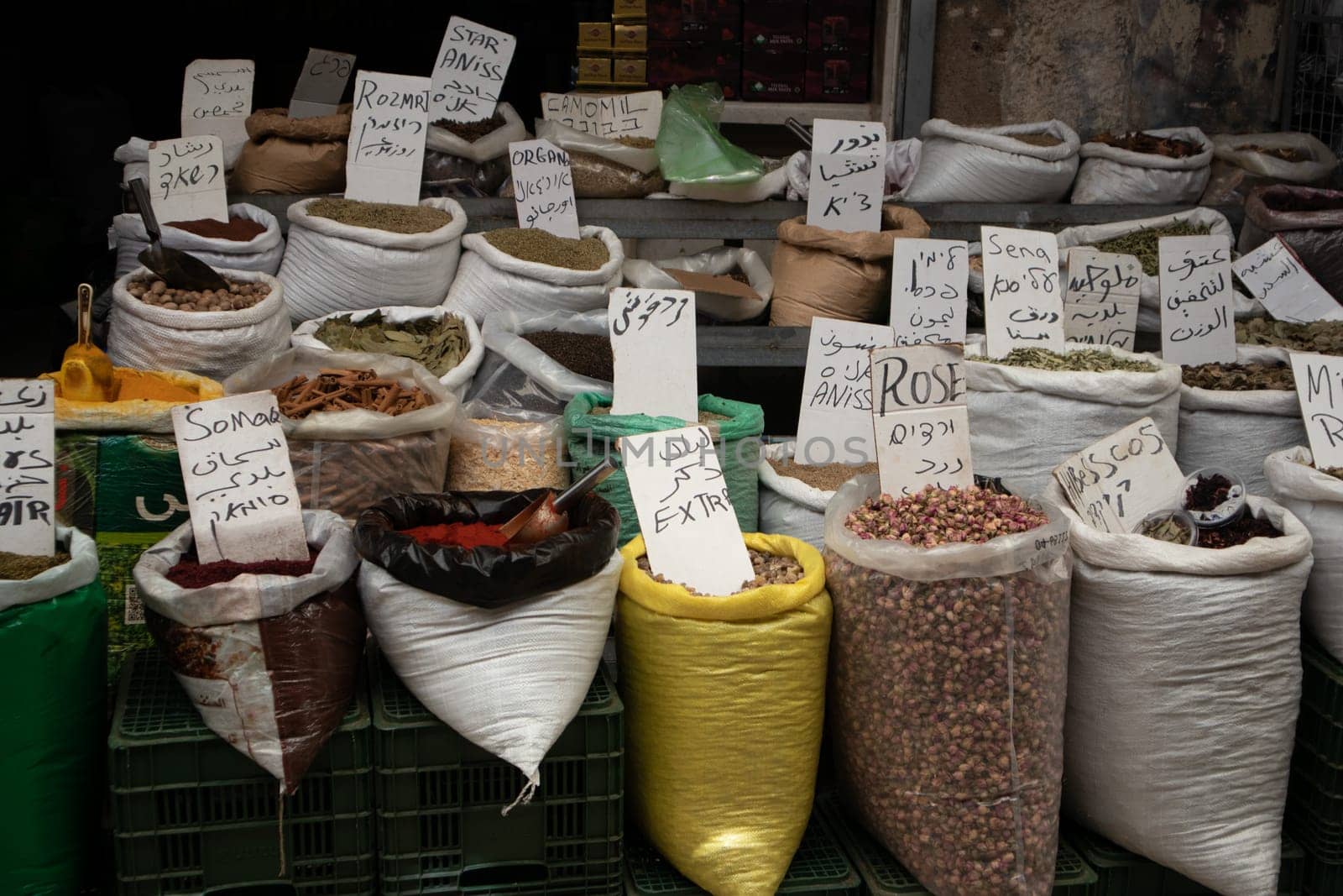 Goods at a bazaar in the Israeli city of Acre. High quality photo