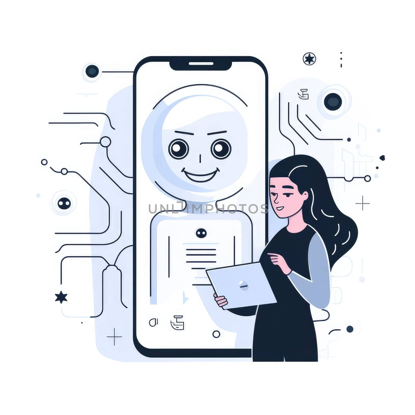 Artificial intelligence chatbot. Illustration Generative AI.
