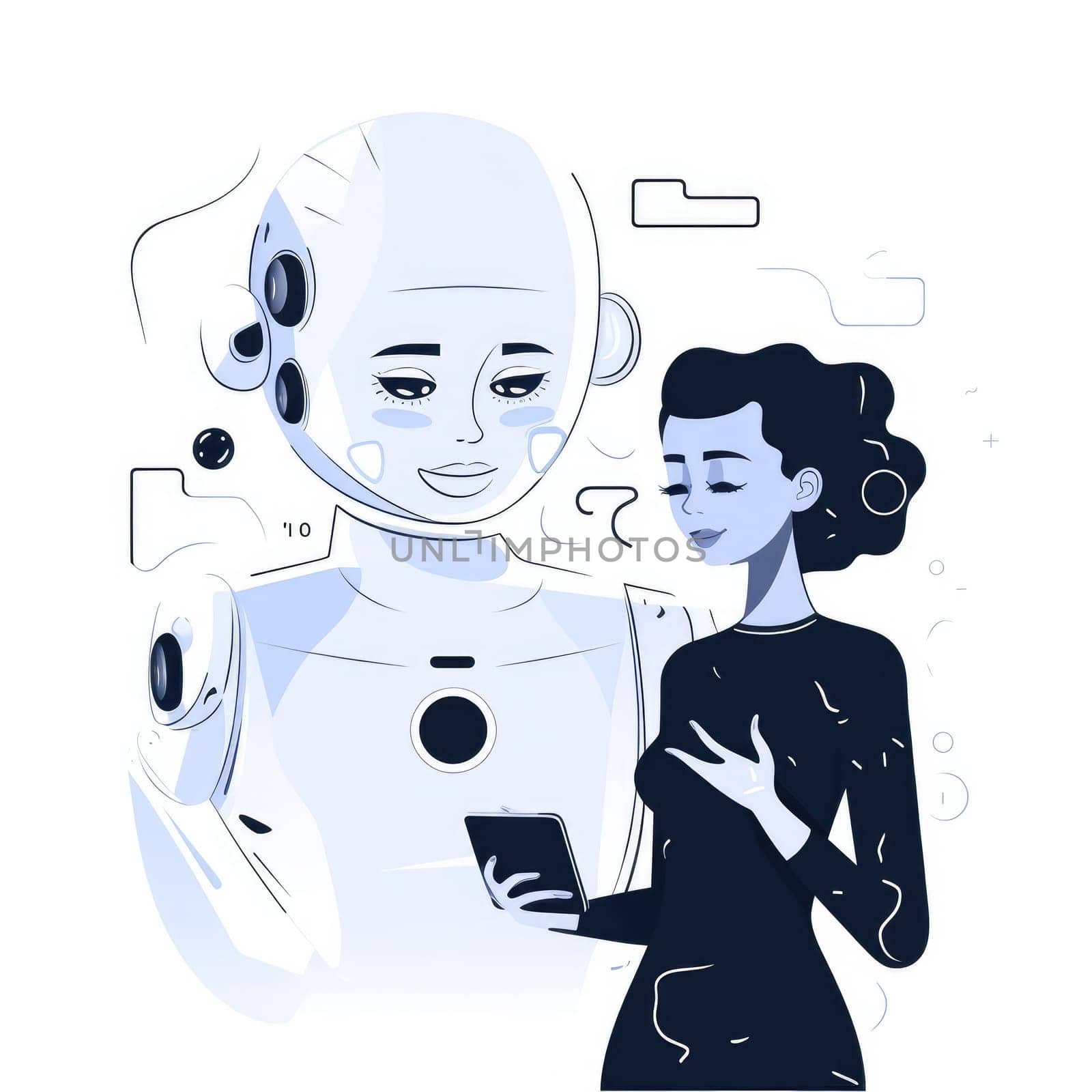 Artificial intelligence chatbot. Illustration Generative AI by itchaznong
