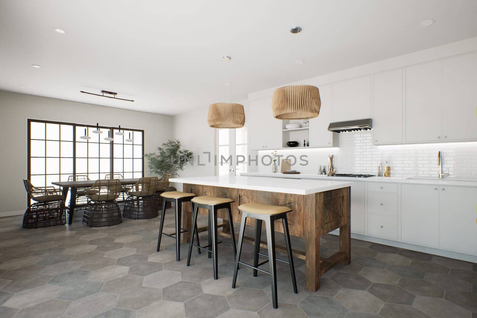 Stylish traditional kitchen with dining area. by N_Design