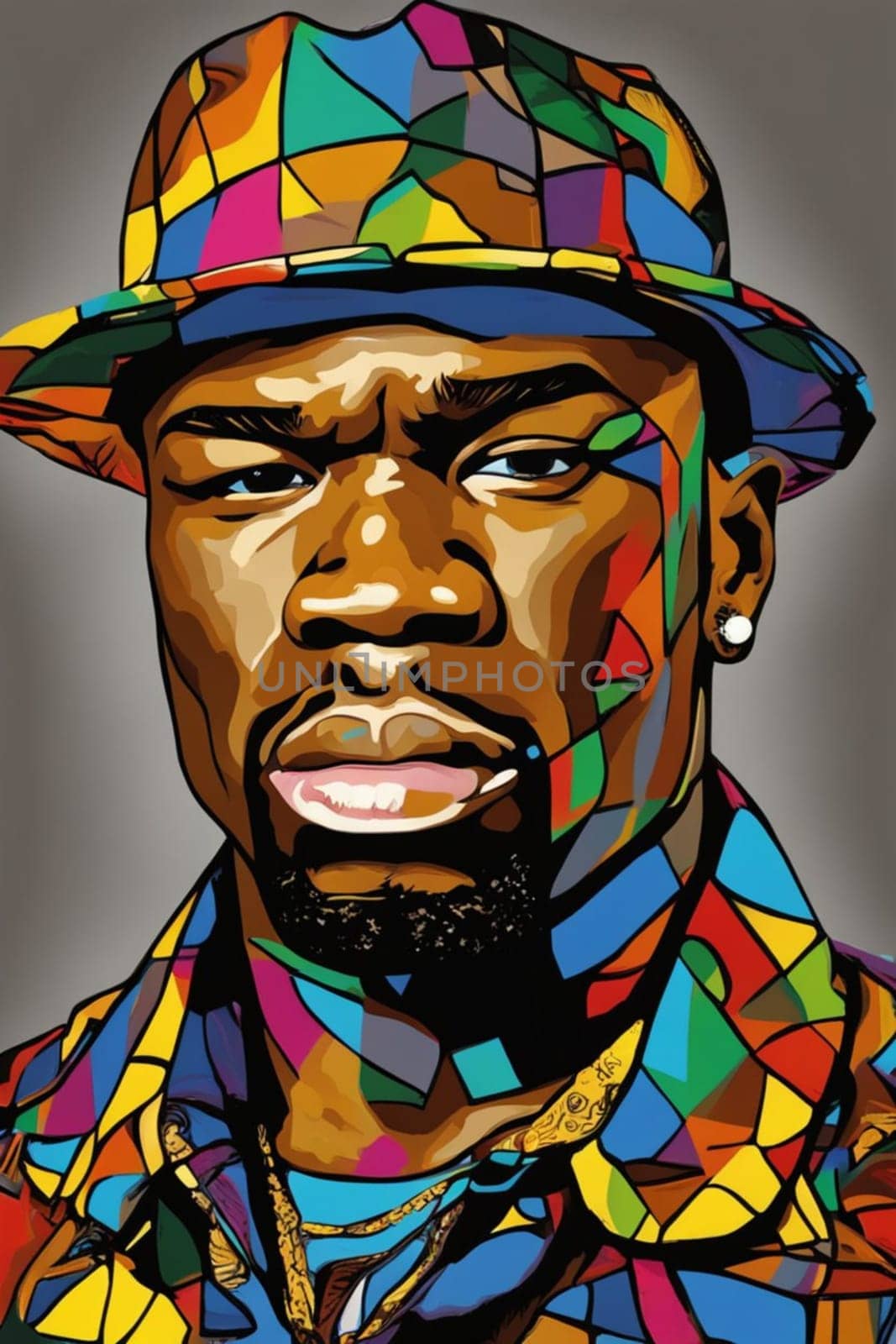 portrait of rapper producer songwriter actor 50 cents illustration by verbano