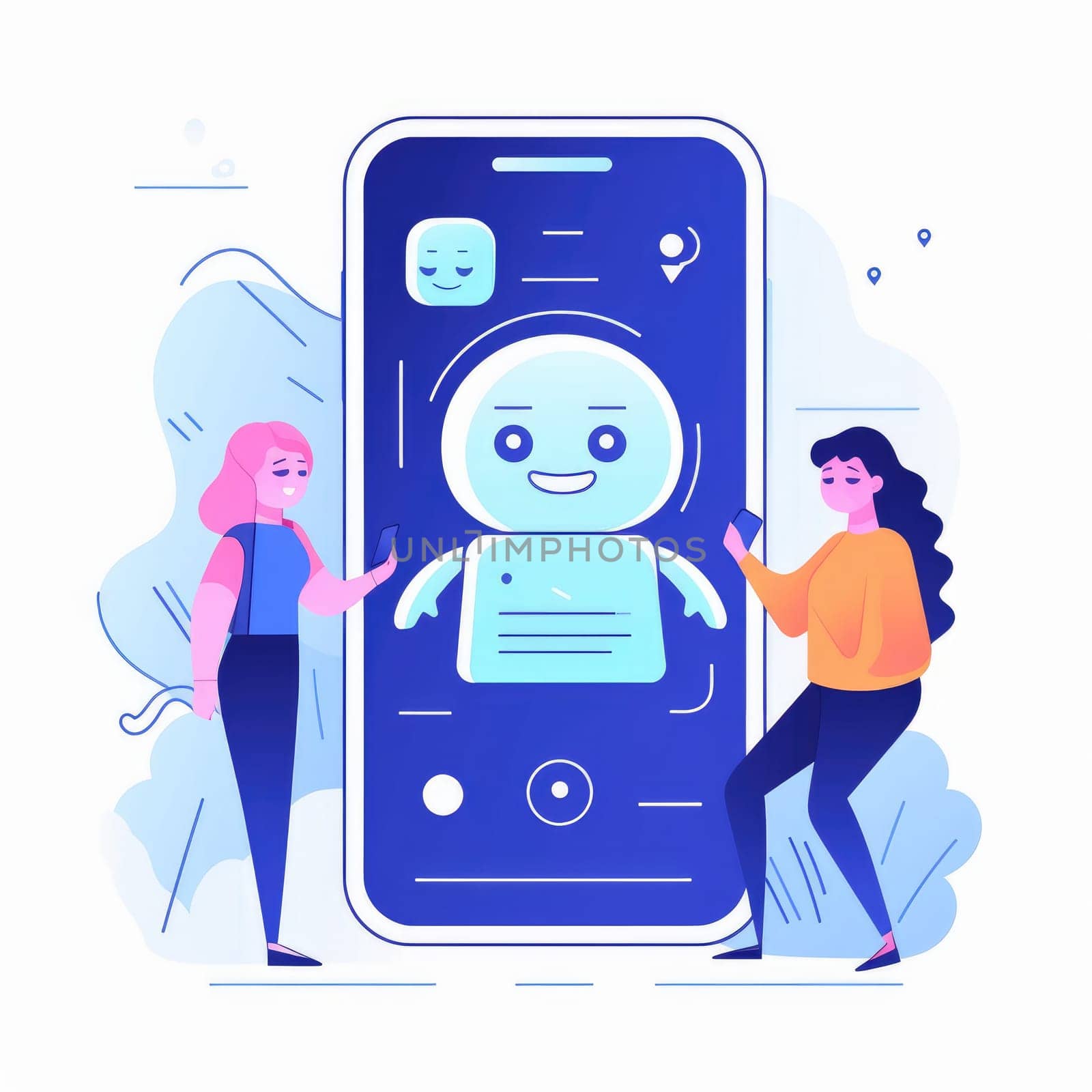 Artificial intelligence chatbot. Illustration Generative AI.