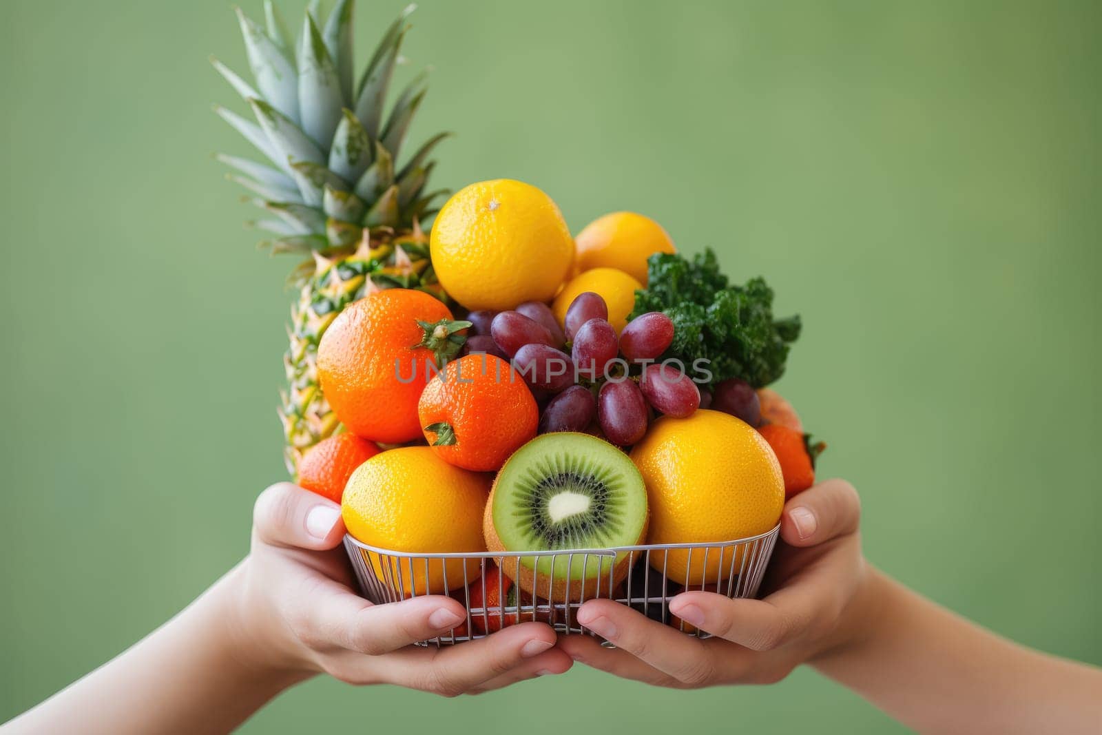 Organic Fresh Fruit on cart. Health Care concept. Generative AI.