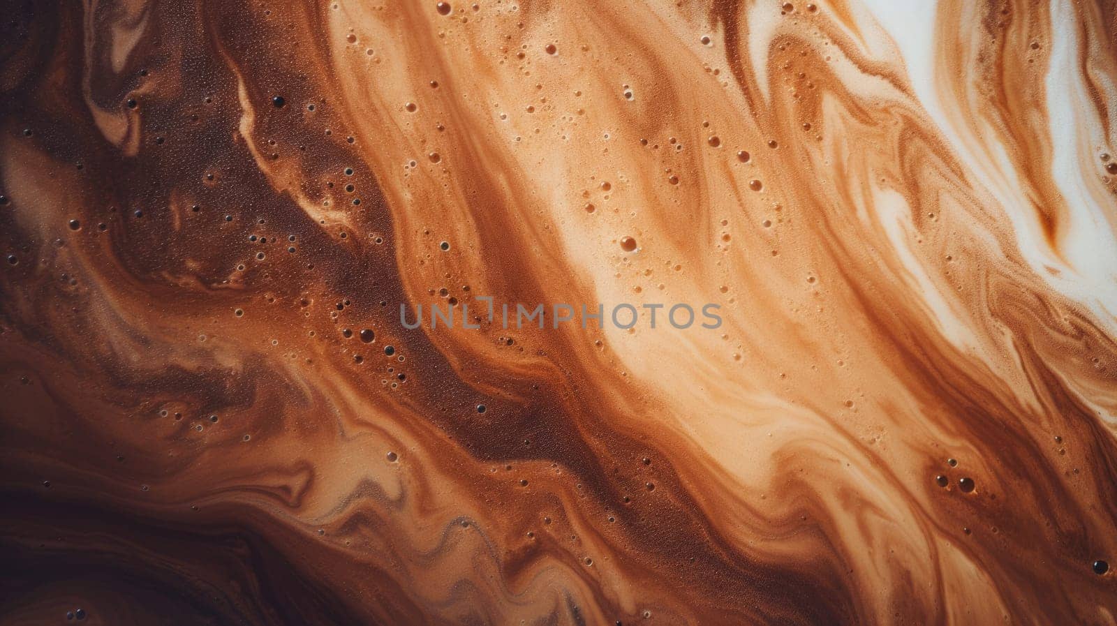 Cappuccino and milk foam close up view. Generative AI image.