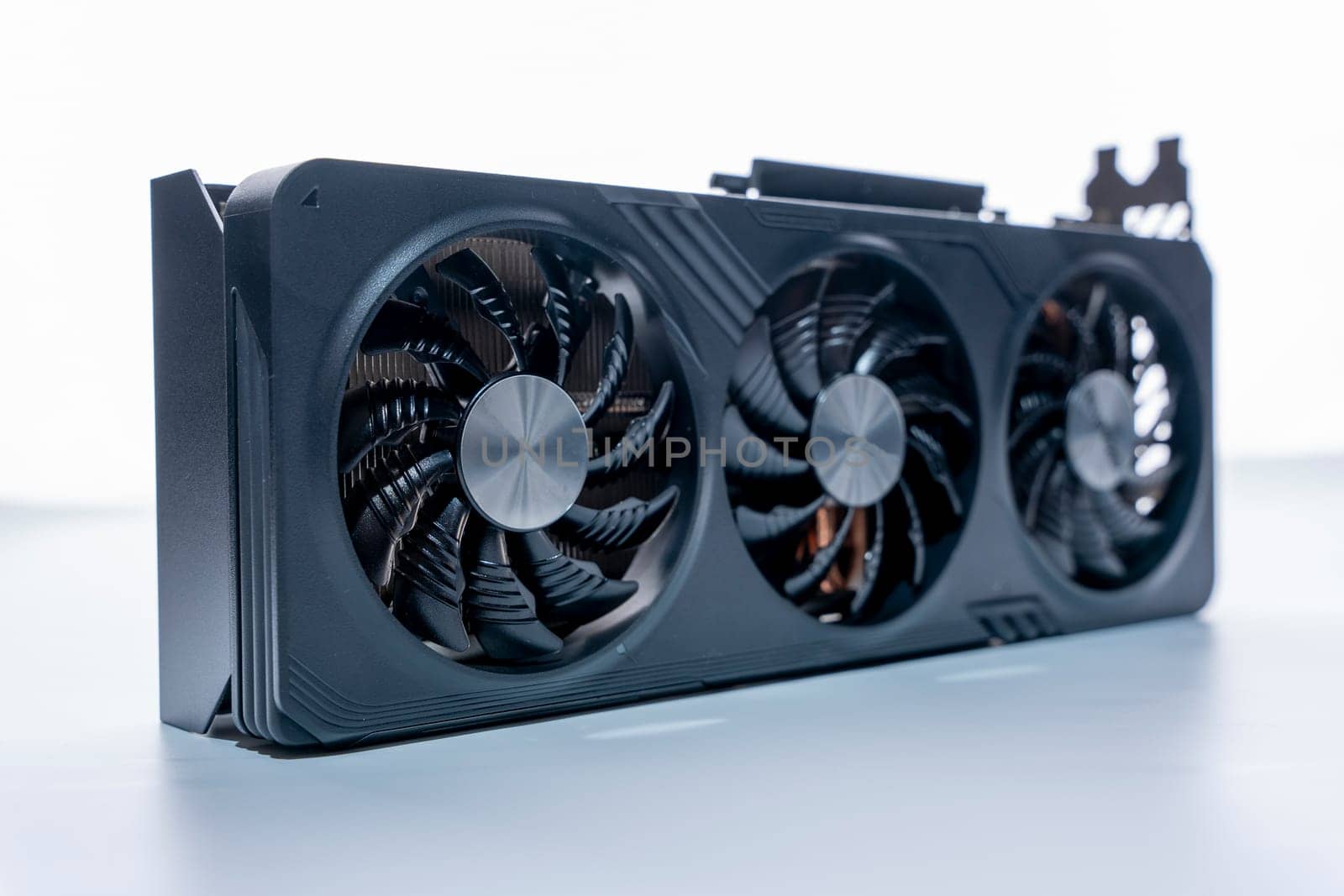 modern powerful gaming graphics card for a computer with three fans by audiznam2609