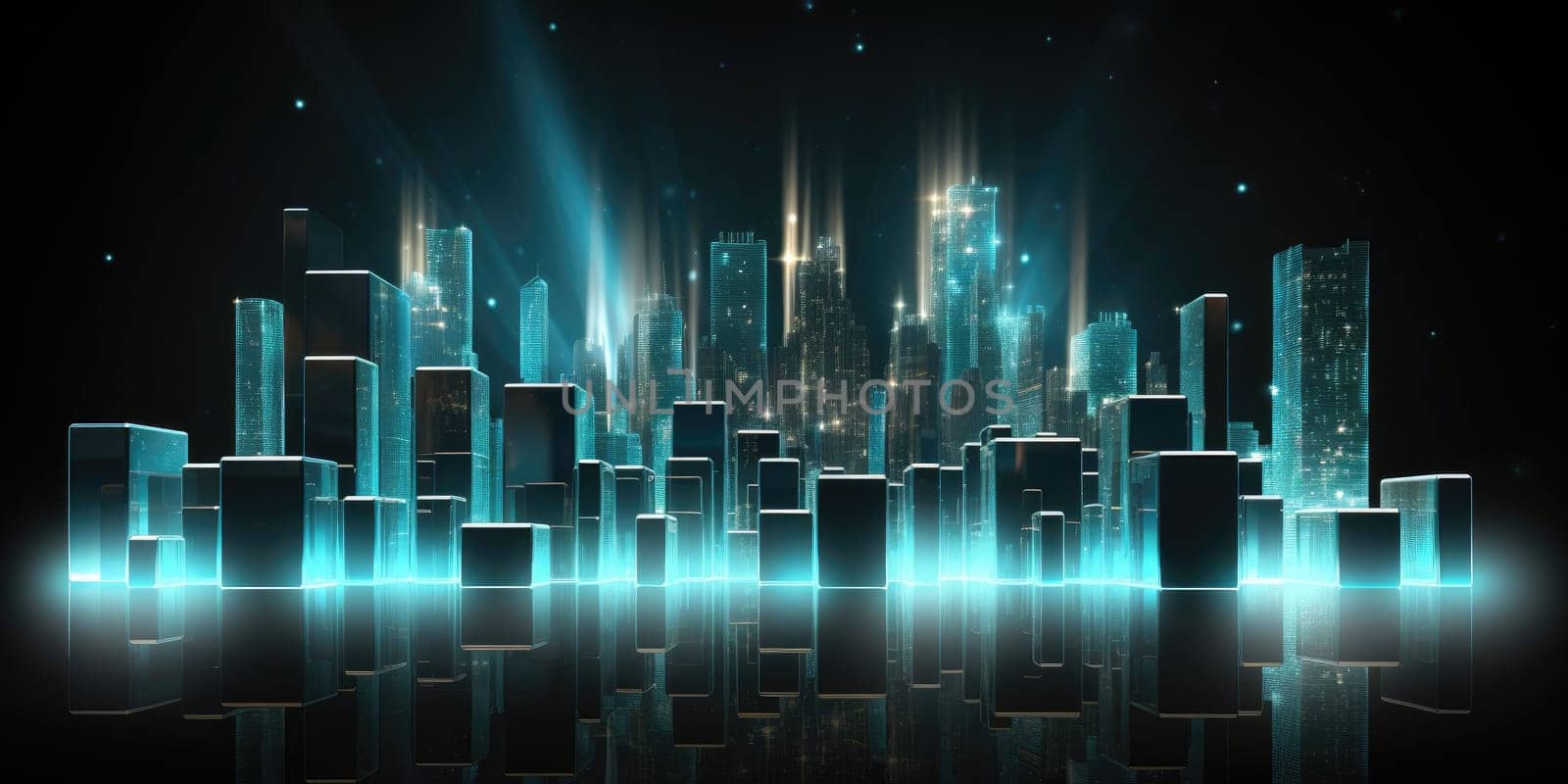 Data futuristic technology background. Abstract background. Wave with connecting or transfer. Generative AI by itchaznong