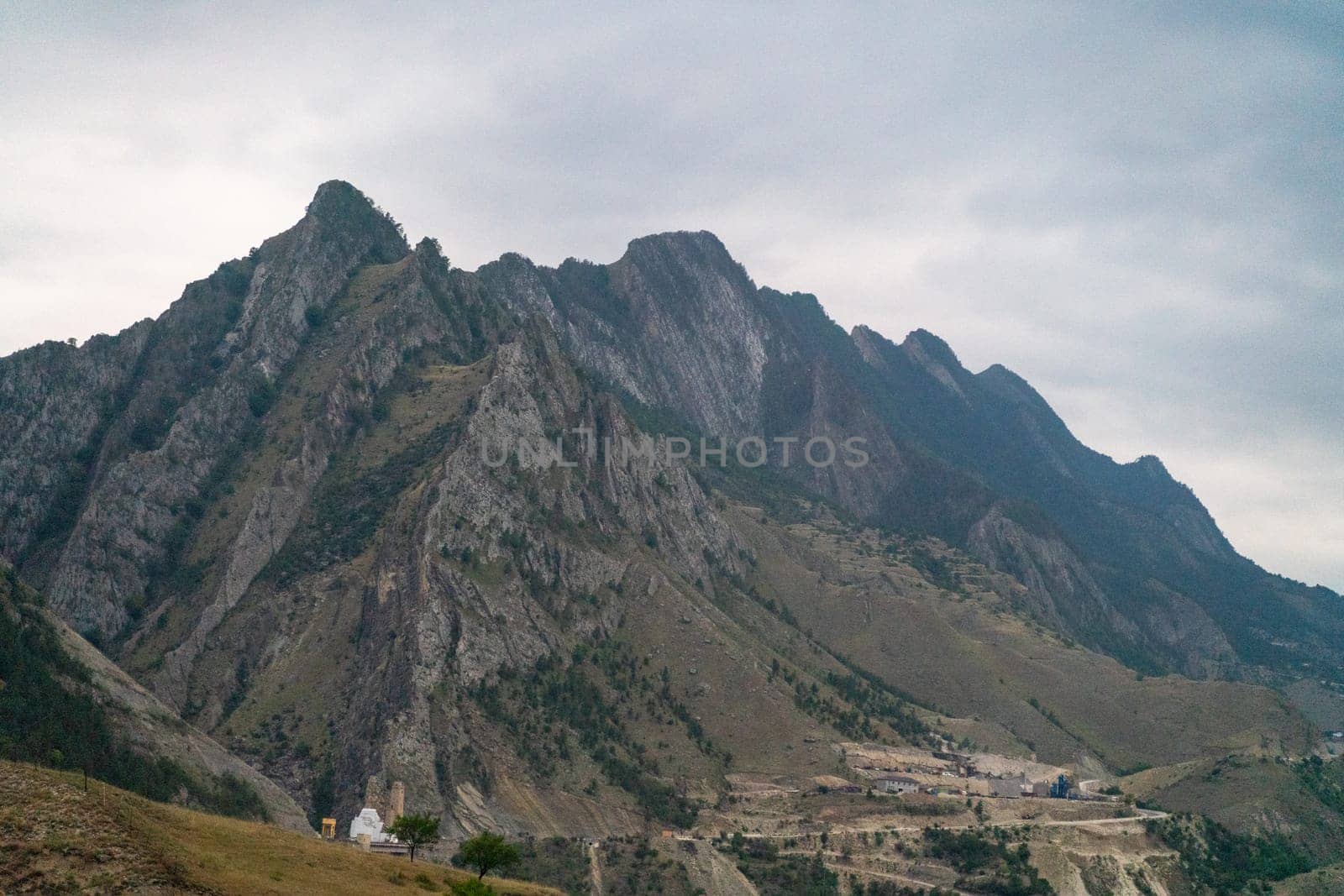 Caucasian mountain. Dagestan. Trees, rocks, mountains, view of the green mountains. Beautiful summer landscape