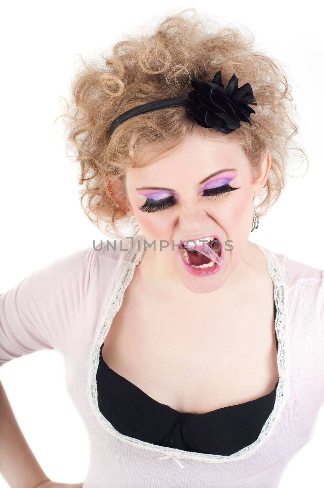 Blonde girl with big lashes