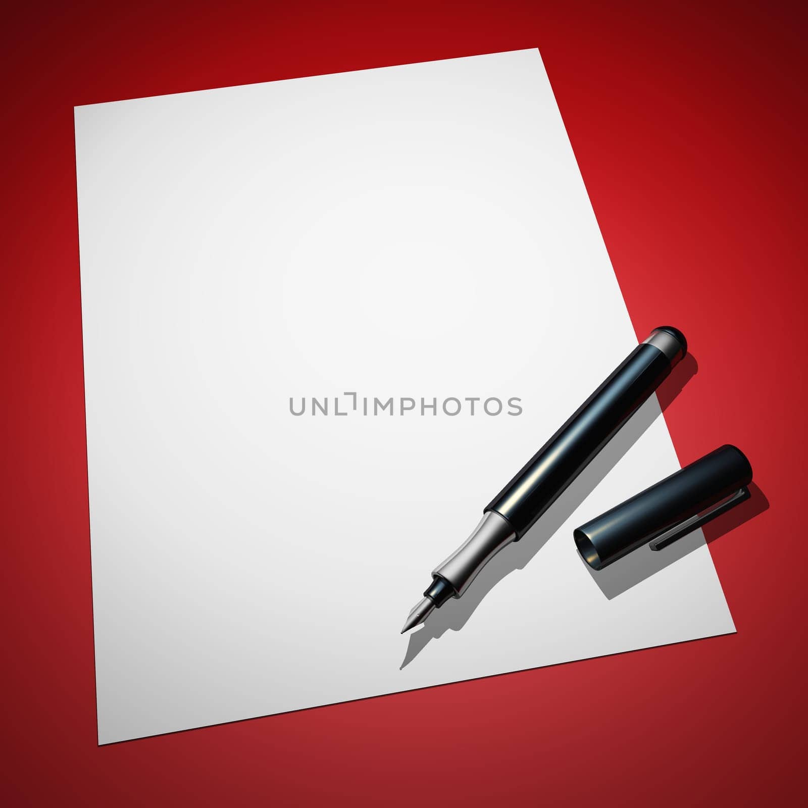 Blank Letter with Fountain Pen on Red 03
