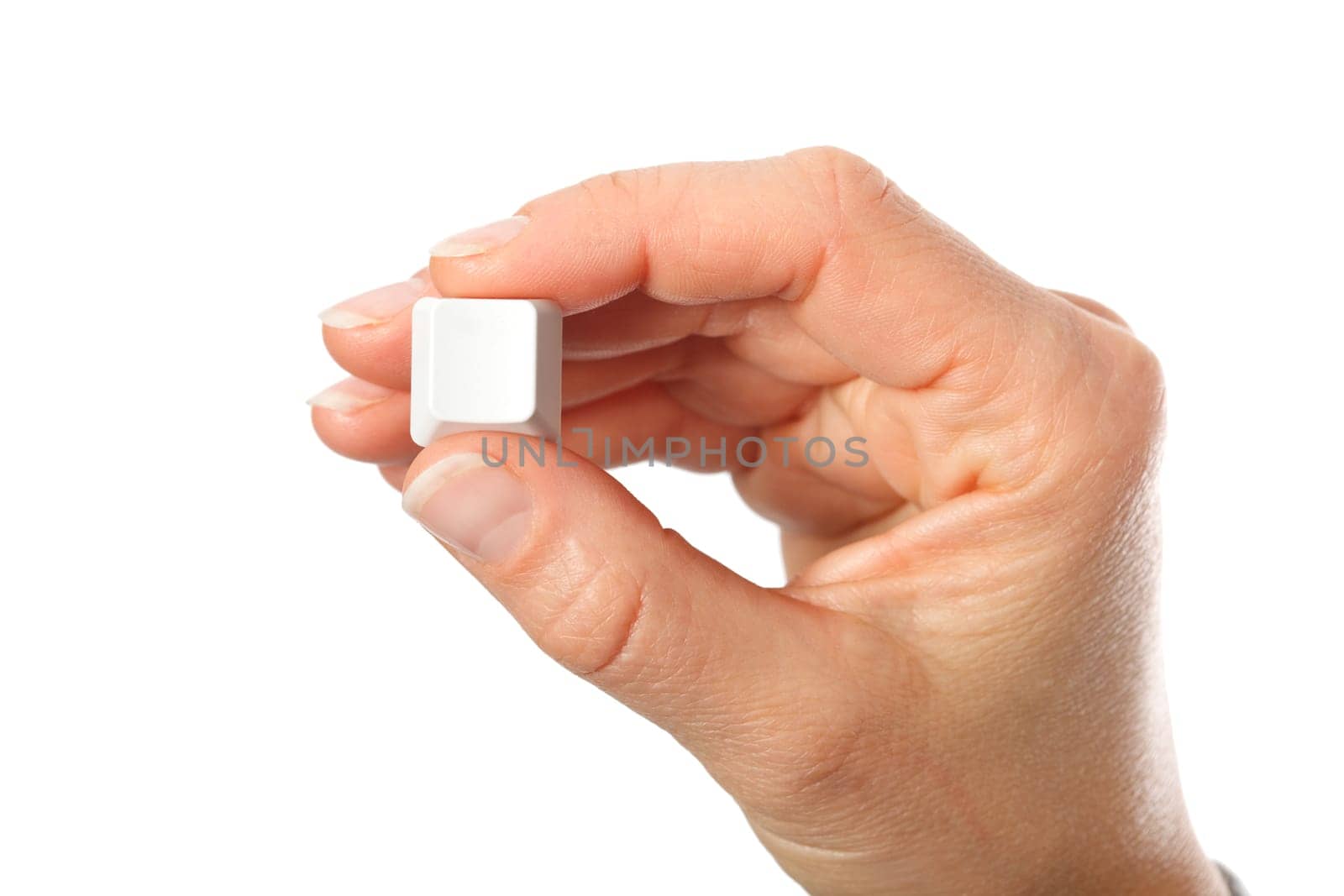Blank button in hand