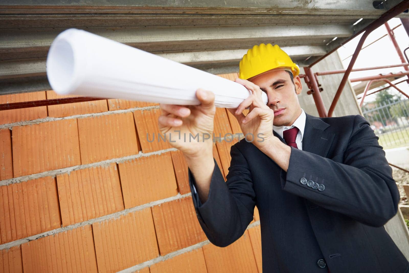 architect with building plans