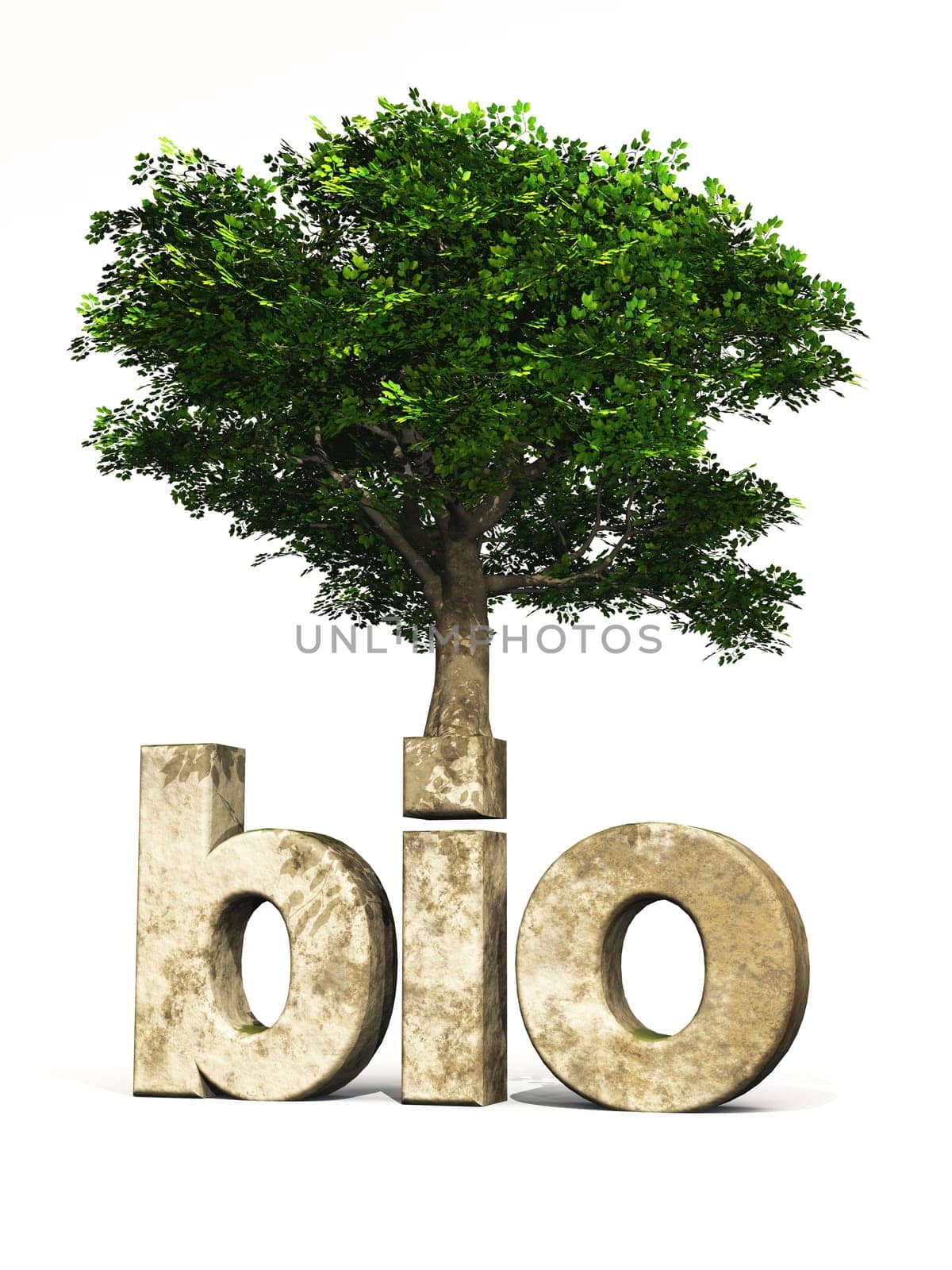3D bio font with tree