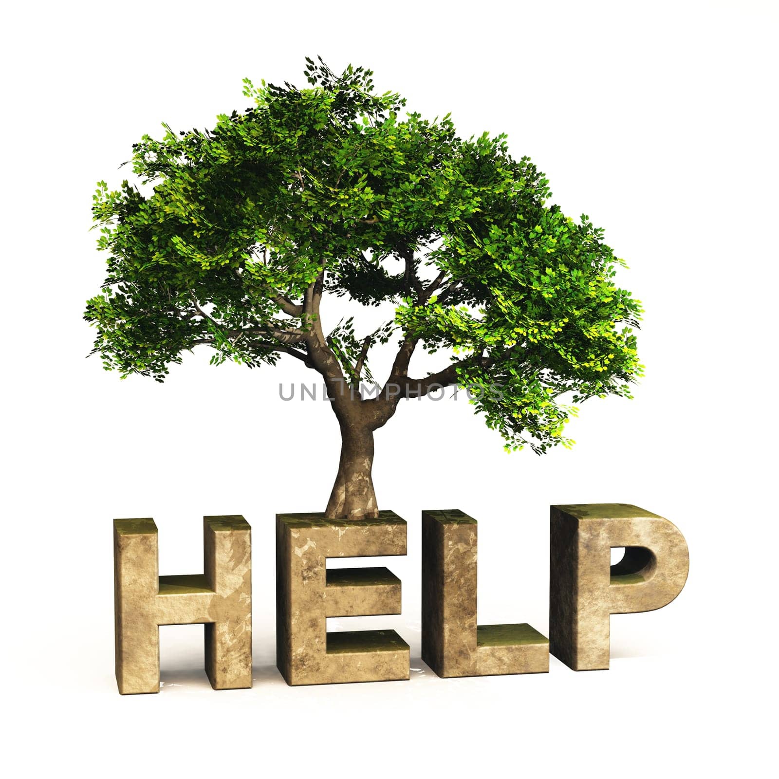3D Help Font with Tree