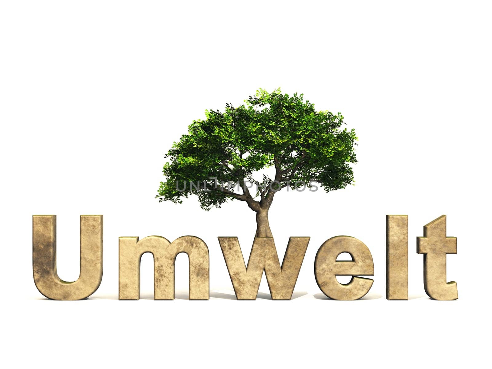 3D Environment Font with Tree