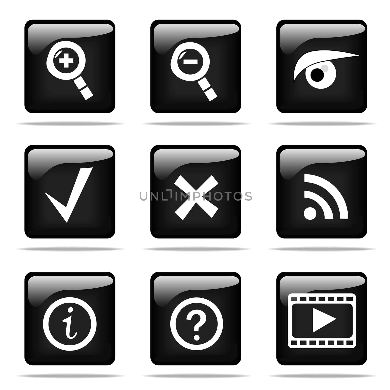 Set of glossy buttons with icons